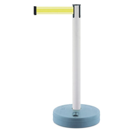 Barrier Post with Belt, White, 7 1/2 ft Length, 38 in Post Height, No Legend, Unfinished MPN:885-32-STD-Y5-NV-C