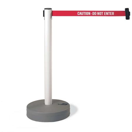 Barrier Post with Belt, White, 7 1/2 ft Length, 38 in Post Height, No Legend, UPVC MPN:885-35-STD-NO-D4X-C