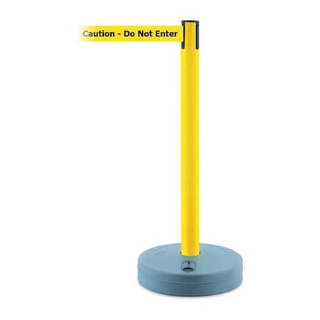 Barrier Post with Belt, Yellow, 7 1/2 ft Length, 38 in Post Height, Caution Do Not Enter MPN:885-35-STD-NO-YAX-C