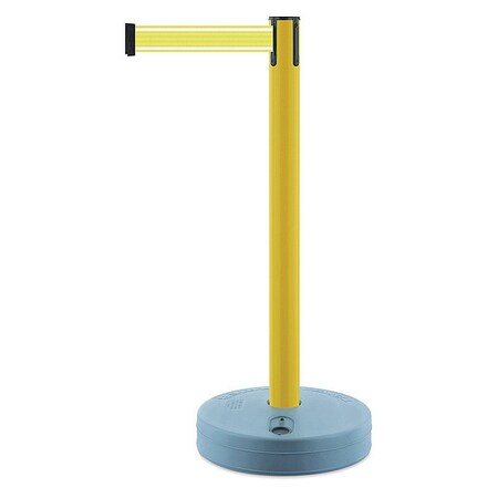 Barrier Post with Belt, Yellow, 7 1/2 ft Length, 38 in Post Height, No Legend, Unfinished MPN:885-35-STD-Y5-NV-C