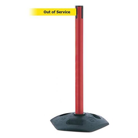 Barrier Post with Belt, Black, 13 ft Length, 38 in Post Height, Out of Service MPN:886-21-MAX-NO-YEX-C