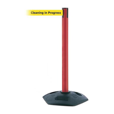 Barrier Post with Belt, 7 1/2 ft Length, 38 in Post Height, Cleaning in Progress MPN:886-21-STD-NO-YCX-C