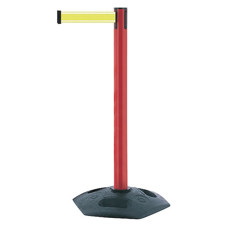 Barrier Post with Belt, Red, 7 1/2 ft Length, 38 in Post Height, No Legend, Unfinished MPN:886-21-STD-Y5-NV-C