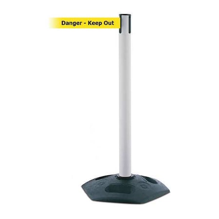 Barrier Post with Belt, 7 1/2 ft Length, 38 in Post Height, Danger Keep Out MPN:886-32-STD-NO-YDX-C
