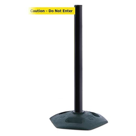 Barrier Post with Belt, Black, 13 ft Length, 38 in Post Height, Caution Do Not Enter MPN:886-33-MAX-NO-YAX-C
