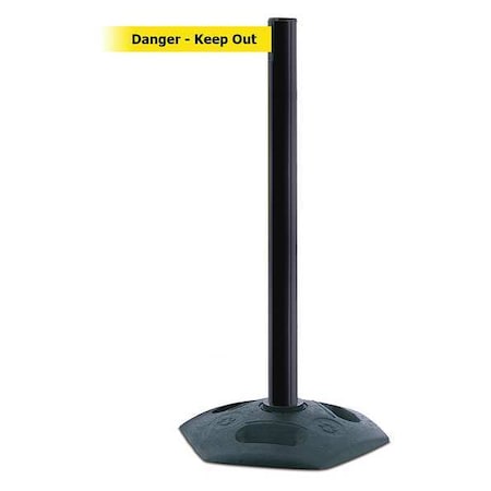 Barrier Post with Belt, Black, 13 ft Length, 38 in Post Height, Danger Keep Out MPN:886-33-MAX-NO-YDX-C