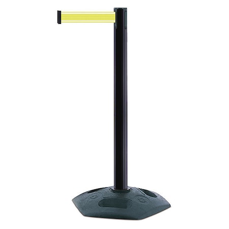 Barrier Post with Belt, Black, 7 1/2 ft Length, 38 in Post Height, No Legend, Unfinished MPN:886-33-STD-Y5-NV-C