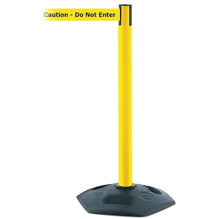 Barrier Post with Belt, Yellow, 13 ft Length, 38 in Post Height, Caution Do Not Enter, Yellow MPN:886-35-MAX-NO-YAX-C