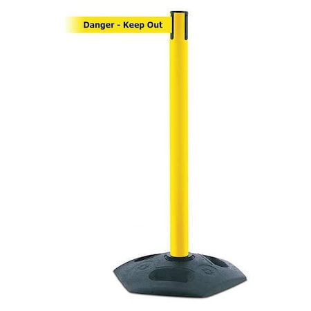 Barrier Post with Belt, Black, 13 ft Length, 38 in Post Height, Danger Keep Out MPN:886-35-MAX-NO-YDX-C