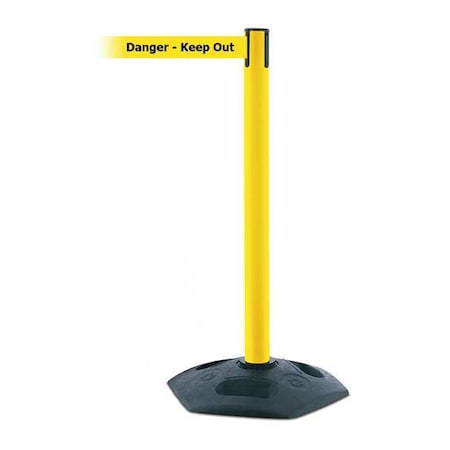 Barrier Post with Belt, 7 1/2 ft Length, 38 in Post Height, Danger Keep Out MPN:886-35-STD-NO-YDX-C