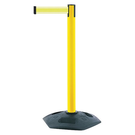 Barrier Post with Belt, Yellow, 7 1/2 ft Length, 38 in Post Height, No Legend, Unfinished MPN:886-35-STD-Y5-NV-C