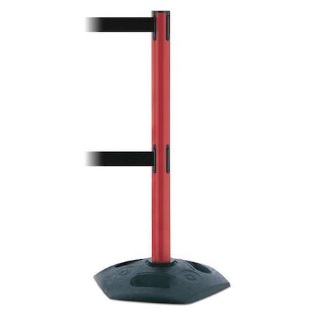 Barrier Post with Belt, 13 ft Length, 38 in Post Height, No Legend, Black MPN:886T2-21-MAX-NO-B9X-C