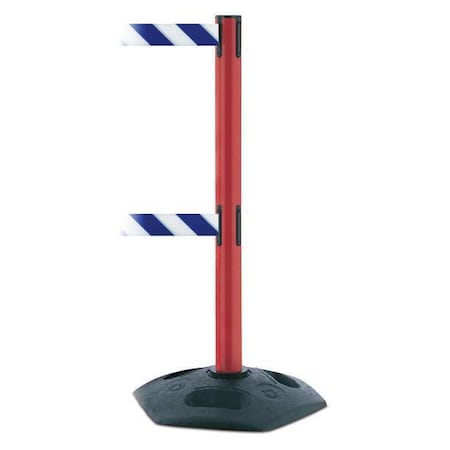 Barrier Post with Belt, 7 1/2 ft Length, 38 in Post Height, No Legend, Black MPN:886T2-21-STD-NO-D1X-C