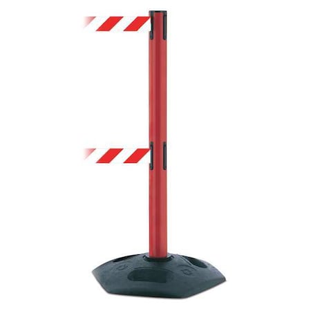 Barrier Post with Belt, 7 1/2 ft Length, 38 in Post Height, No Legend, Black MPN:886T2-21-STD-NO-D3X-C