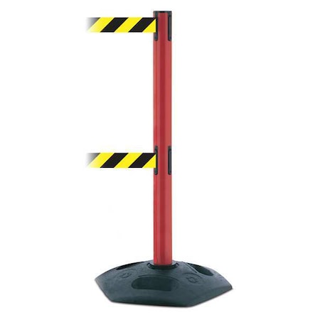 Barrier Post with Belt, 7 1/2 ft Length, 38 in Post Height, No Legend, Black MPN:886T2-21-STD-NO-D4X-C