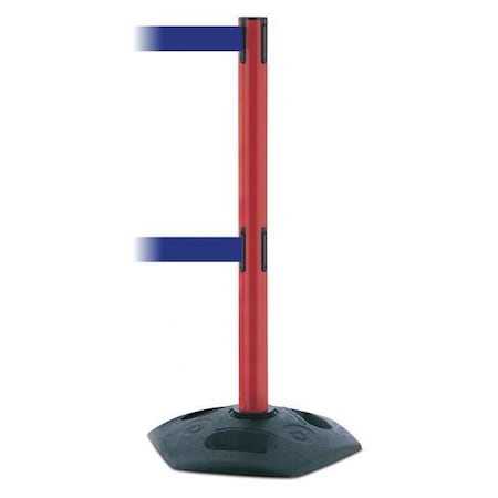 Barrier Post with Belt, 7 1/2 ft Length, 38 in Post Height, No Legend, Black MPN:886T2-21-STD-NO-L5X-C