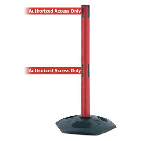 Barrier Post with Belt, 7 1/2 ft Length, 38 in Post Height, Authorized Access Only, Black MPN:886T2-21-STD-NO-RAX-C