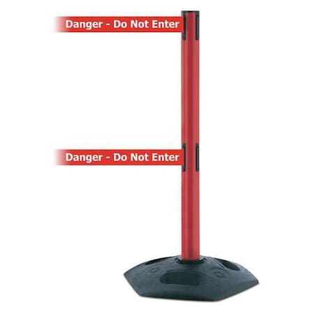 Barrier Post with Belt, 7 1/2 ft Length, 38 in Post Height, Danger Do Not Enter, Black MPN:886T2-21-STD-NO-RIX-C