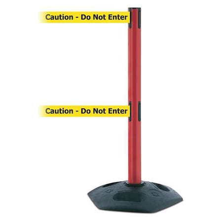 Barrier Post with Belt, 7 1/2 ft Length, 38 in Post Height, Caution Do Not Enter, Black MPN:886T2-21-STD-NO-YAX-C