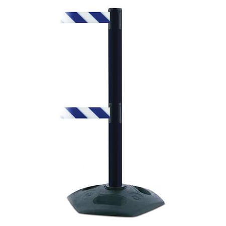 Barrier Post with Belt, 13 ft Length, 38 in Post Height, No Legend, Black MPN:886T2-33-MAX-NO-D1X-C