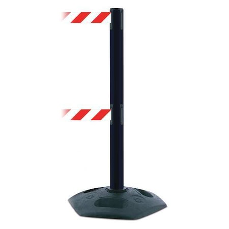 Barrier Post with Belt, 13 ft Length, 38 in Post Height, No Legend, Black MPN:886T2-33-MAX-NO-D3X-C