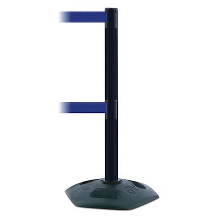 Barrier Post with Belt, 13 ft Length, 38 in Post Height, No Legend, Black MPN:886T2-33-MAX-NO-L5X-C