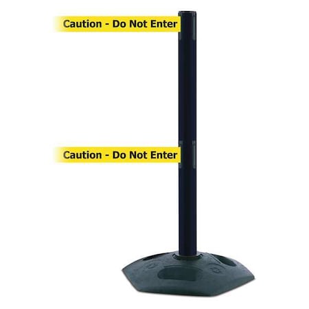 Barrier Post with Belt, 13 ft Length, 38 in Post Height, Caution Do Not Enter, Black MPN:886T2-33-MAX-NO-YAX-C