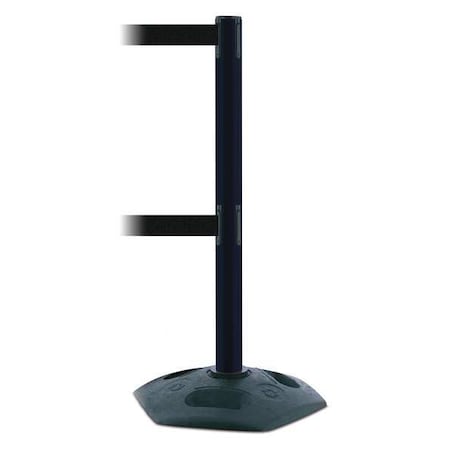 Barrier Post with Belt, 7 1/2 ft Length, 38 in Post Height, No Legend, Black MPN:886T2-33-STD-NO-B9X-C