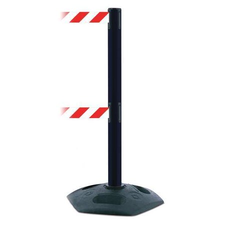 Barrier Post with Belt, 7 1/2 ft Length, 38 in Post Height, No Legend, Black MPN:886T2-33-STD-NO-D3X-C