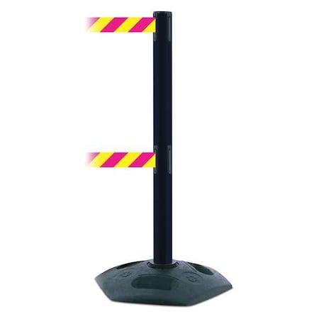Barrier Post with Belt, 7 1/2 ft Length, 38 in Post Height, No Legend, Black MPN:886T2-33-STD-NO-D5X-C