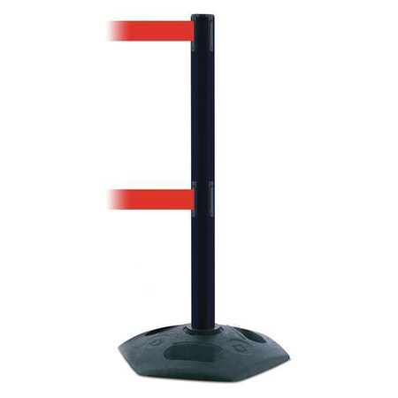 Barrier Post with Belt, 7 1/2 ft Length, 38 in Post Height, No Legend, Black MPN:886T2-33-STD-NO-R5X-C