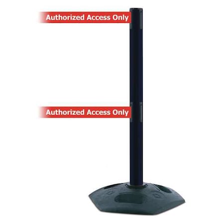 Barrier Post with Belt, 7 1/2 ft Length, 38 in Post Height, Authorized Access Only, Black MPN:886T2-33-STD-NO-RAX-C