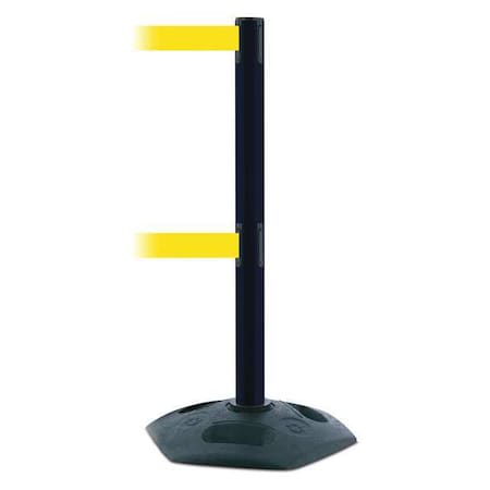 Barrier Post with Belt, 7 1/2 ft Length, 38 in Post Height, No Legend, Black MPN:886T2-33-STD-NO-Y5X-C