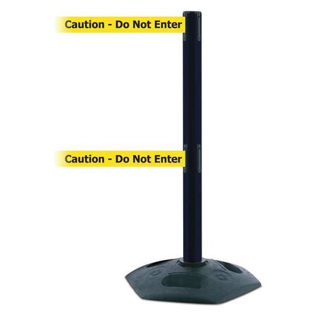 Barrier Post with Belt, 7 1/2 ft Length, 38 in Post Height, Caution Do Not Enter, Black MPN:886T2-33-STD-NO-YAX-C