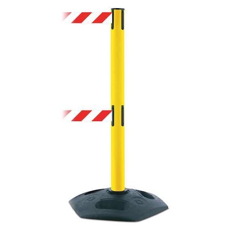 Barrier Post with Belt, 13 ft Length, 38 in Post Height, No Legend, Black MPN:886T2-35-MAX-NO-D3X-C
