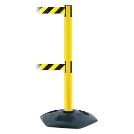Barrier Post with Belt, 13 ft Length, 38 in Post Height, No Legend, Black MPN:886T2-35-MAX-NO-D4X-C