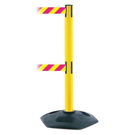 Barrier Post with Belt, 13 ft Length, 38 in Post Height, No Legend, Black MPN:886T2-35-MAX-NO-D5X-C