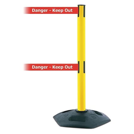 Barrier Post with Belt, 13 ft Length, 38 in Post Height, Danger Keep Out, Black MPN:886T2-35-MAX-NO-RHX-C