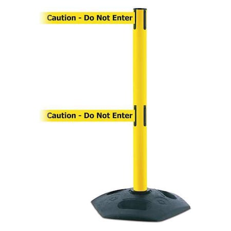 Barrier Post with Belt, 13 ft Length, 38 in Post Height, Caution Do Not Enter, Black MPN:886T2-35-MAX-NO-YAX-C