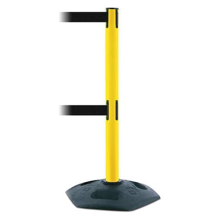 Barrier Post with Belt, 7 1/2 ft Length, 38 in Post Height, No Legend, Black MPN:886T2-35-STD-NO-B9X-C