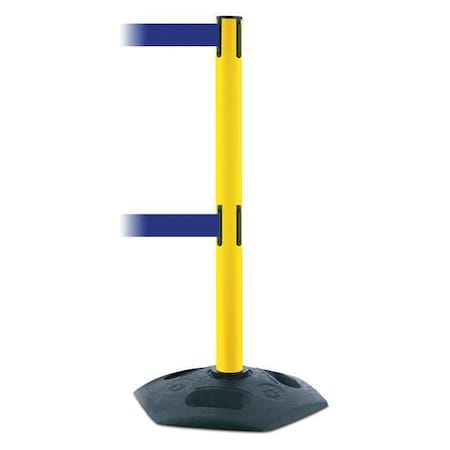 Barrier Post with Belt, 7 1/2 ft Length, 38 in Post Height, No Legend, Black MPN:886T2-35-STD-NO-L5X-C