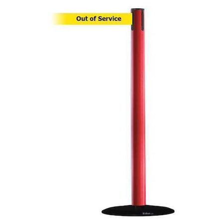 Barrier Post with Belt, Red, 13 ft Length, 38 in Post Height, Out of Service MPN:889B-33-21-MAX-NO-YEX-C