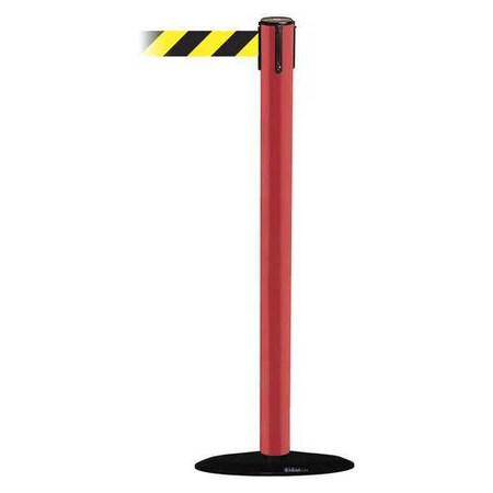 Barrier Post with Belt, Red, 7 1/2 ft Length, 38 in Post Height, No Legend MPN:889B-33-21-STD-NO-D4X-C