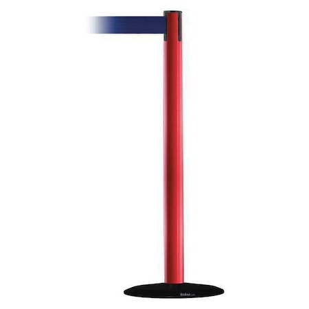 Barrier Post with Belt, Red, 7 1/2 ft Length, 38 in Post Height, No Legend MPN:889B-33-21-STD-NO-L5X-C