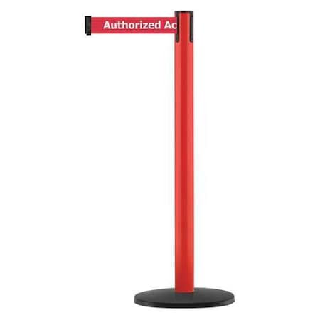 Barrier Post with Belt, Red, 7 1/2 ft Length, 38 in Post Height, Authorized Access Only MPN:889B-33-21-STD-NO-RAX-C