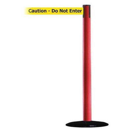 Barrier Post with Belt, Red, 7 1/2 ft Length, 38 in Post Height, Caution Do Not Enter MPN:889B-33-21-STD-NO-YAX-C