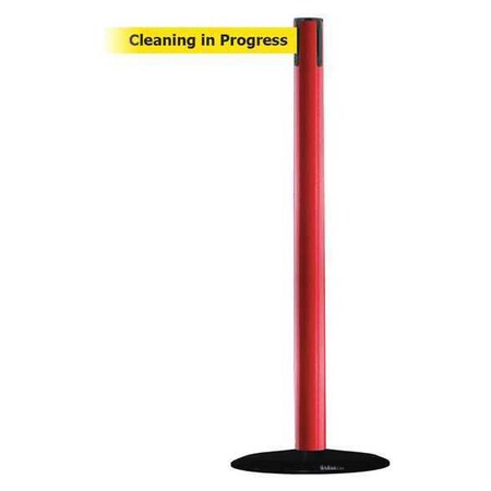 Barrier Post with Belt, Red, 7 1/2 ft Length, 38 in Post Height, Cleaning in Progress MPN:889B-33-21-STD-NO-YCX-C