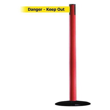 Barrier Post with Belt, Red, 7 1/2 ft Length, 38 in Post Height, Danger Keep Out MPN:889B-33-21-STD-NO-YDX-C