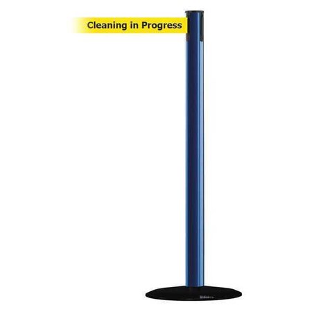 Barrier Post with Belt, Blue, 13 ft Length, 38 in Post Height, Cleaning in Progress MPN:889B-33-23-MAX-NO-YCX-C
