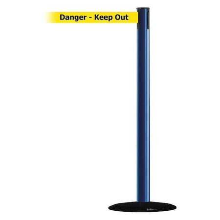 Barrier Post with Belt, Blue, 13 ft Length, 38 in Post Height, Danger Keep Out MPN:889B-33-23-MAX-NO-YDX-C
